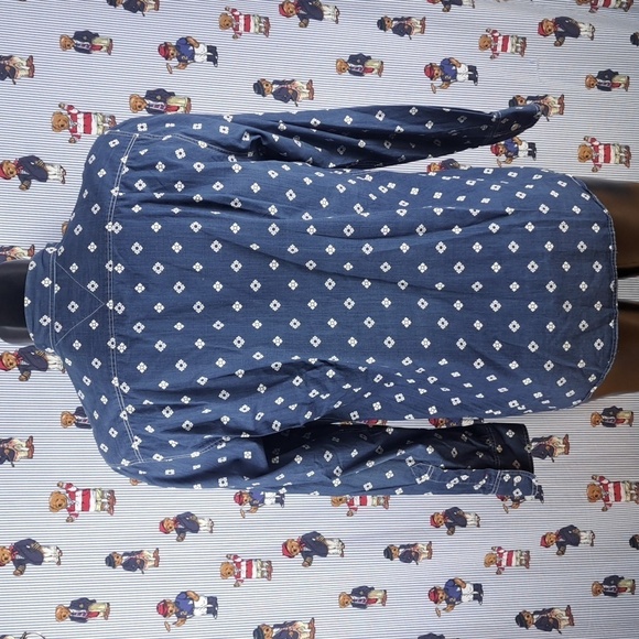 Tommy Hilfiger dark blue & white stitching slim fit LG casual button-up shirt - Picture 3 of 6